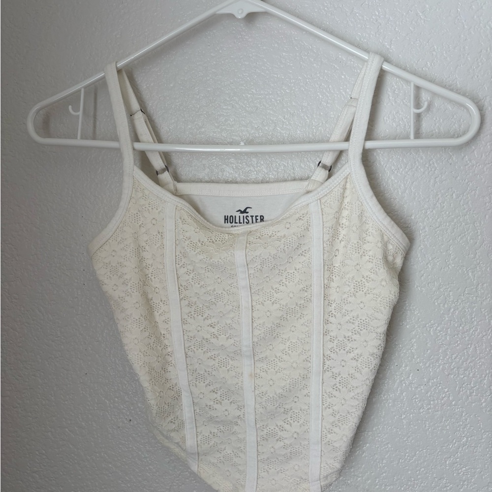 Hollister Cream Lace Detail Top